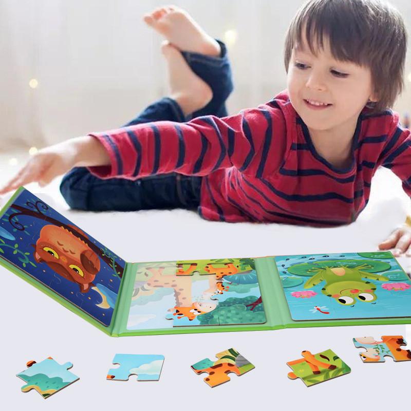 Kids Magnetic Foldable Puzzle Book With Animal Traffic Scenes For Learning Early