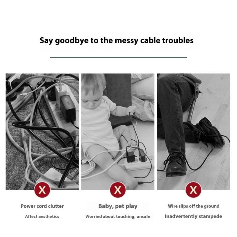Plastic Desk Cable Management Box Dustproof Cord Organizers Cable Storage Box Wood and Plastic Texture for Home Office
