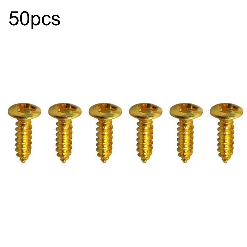 50 Stück/Set Gold Schwarz Silber Elektrische Gitarre Bass Schlagbrett Abdeckplatte Schrauben Für Gitarre Bass Metall Befestigungsschraube Großhandel