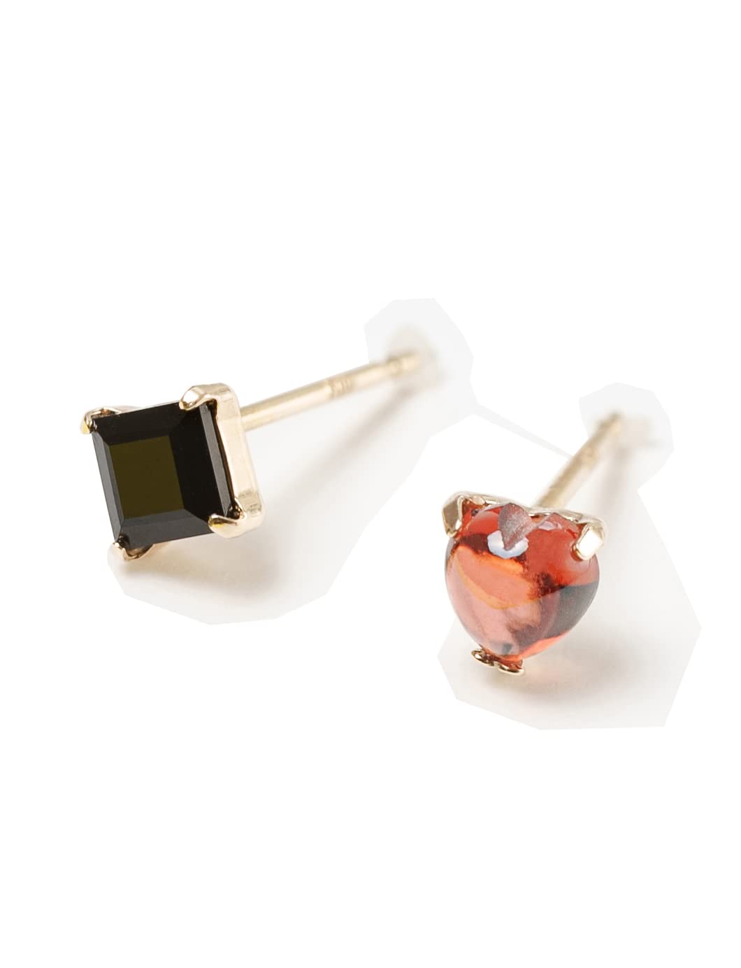 

Серьги из желтого золота 10 карат с гранатом и ониксом, асимметричные L&Co 43-1384