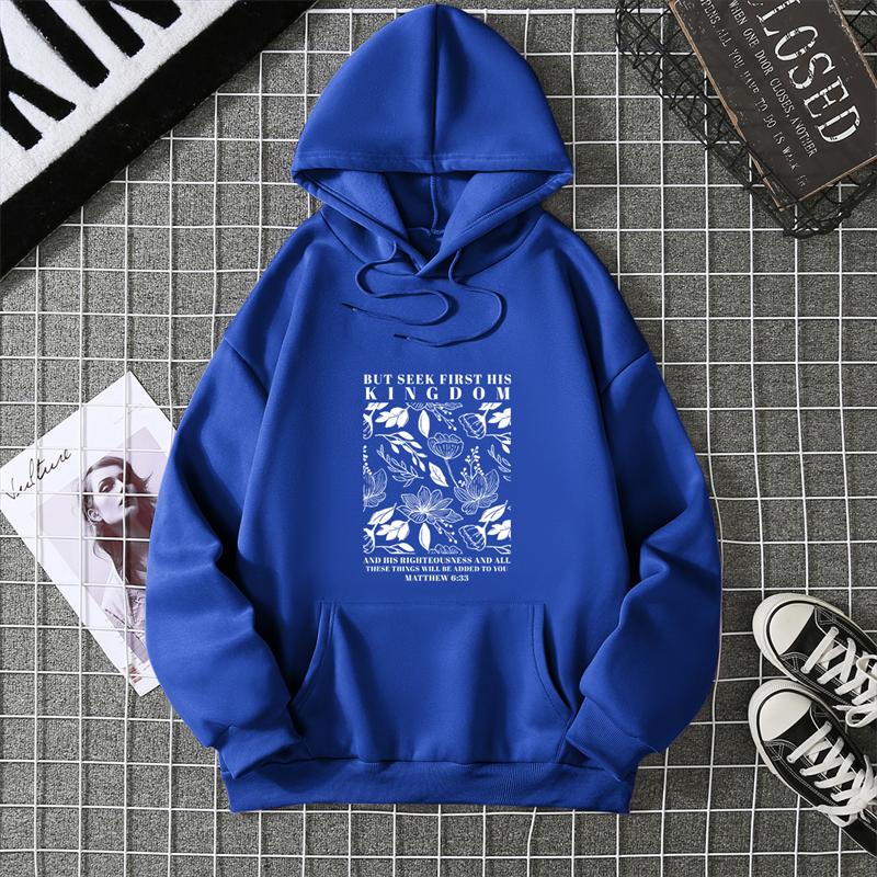 Street Fashion Lotus Flowers Printed Pattern Hoodie American Goth Hip-Hop Loose Casual Versatile Oversized Pullover Women