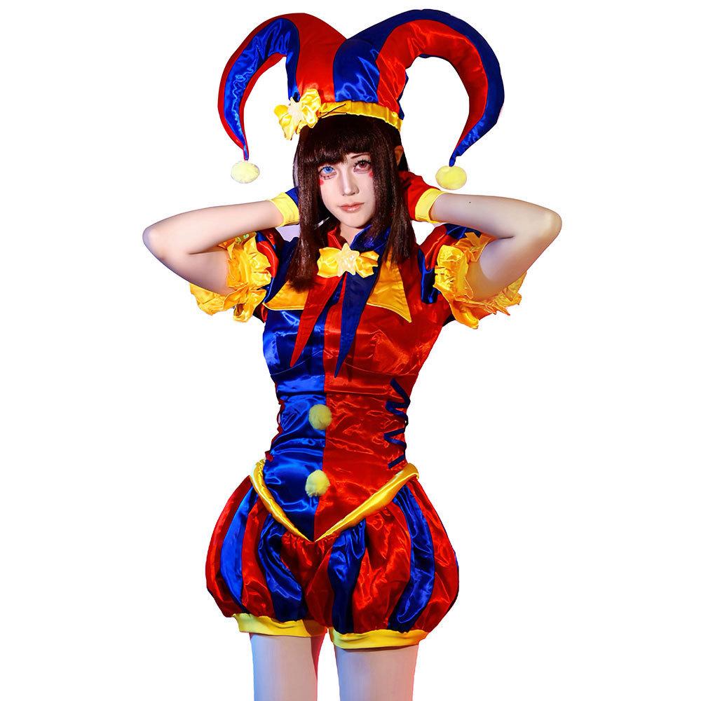 The Amazing Digital Circus Pomni Full Body Suit With Satin Fabric For Cosplay Events