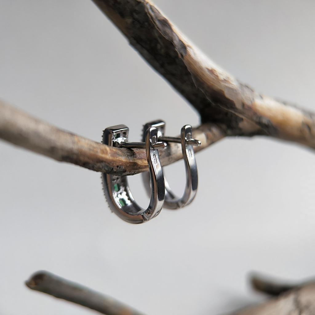 Серебряные серьги с изумрудом nano 1.102ct (2205876)