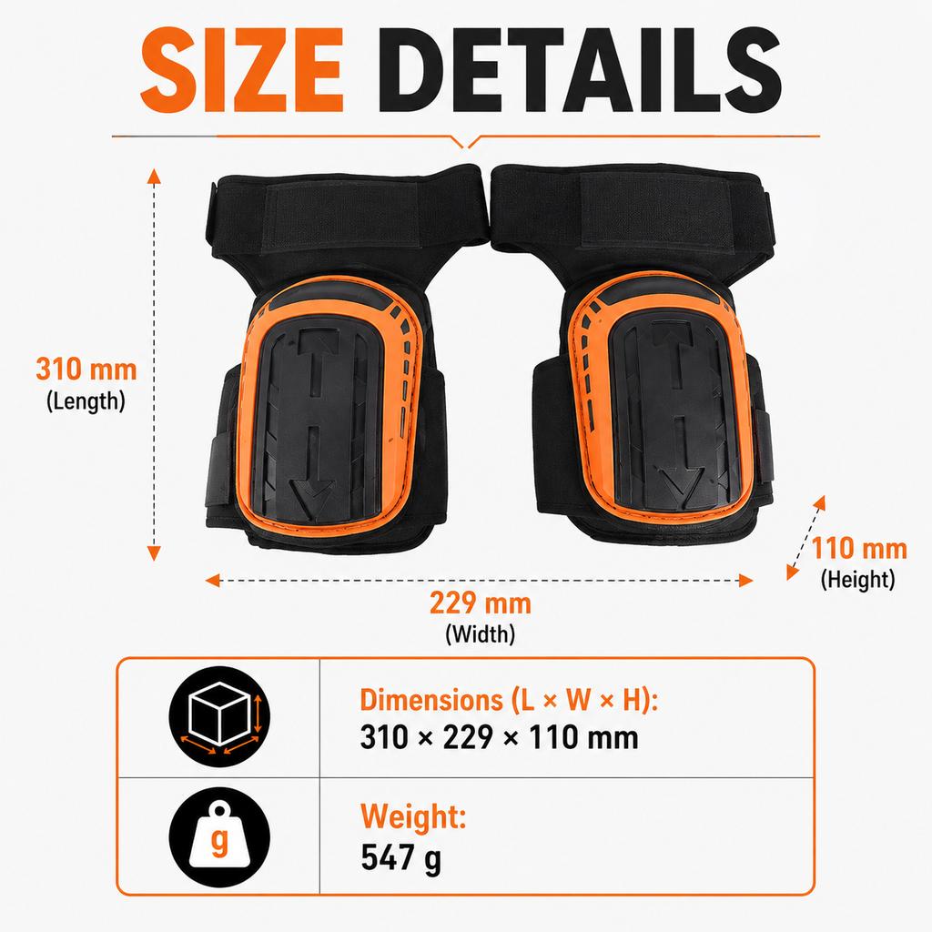 Heavy Duty Knee Pads 1 Pair Adjustable Anti Slip Work Knee Protectors Soft Foam Padding for Construction Flooring Gardening Jobs