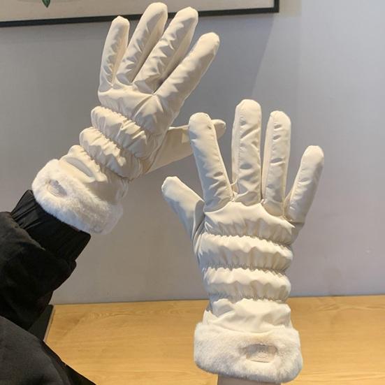 1 paire de gants d'hiver doublure en peluche épaisse coupe-vent chaud résistant au froid cinq doigts écran tactile imperméable anti-dérapant doux dame gants de cyclisme d'équitation