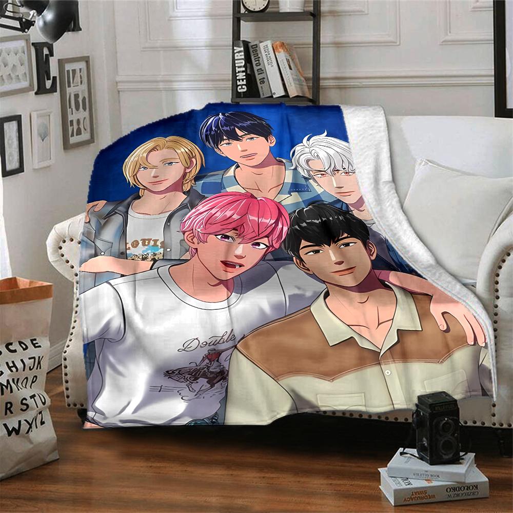 1pc Blanket - Kpopo Plave Print Design,Lightweight Blanket for Sofa,Bed- Soft &Warm,Gift for All Seasons