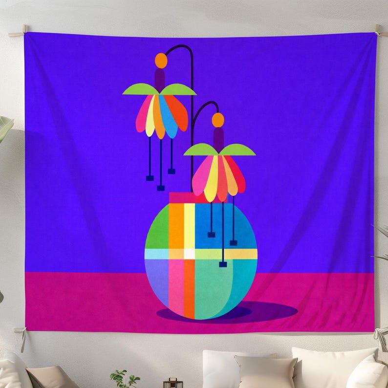Abstract Flowers tapestry 75x100 чёрный