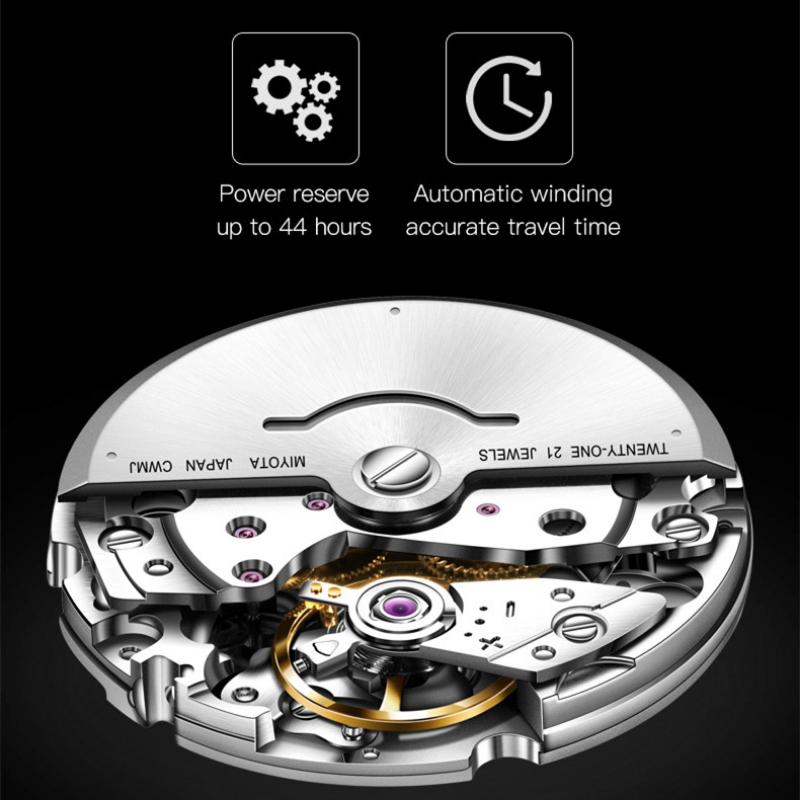 OUPINKE Montre Homme Double Calendrier Montre Mécanique Automatique Montre Diamant Haut De Gamme Étanche