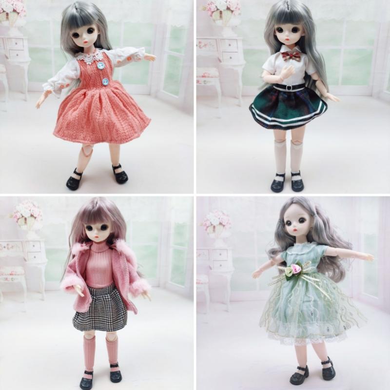 Oblečení pro 1/6 BJD panenku Roztomilé šaty Sukně Pokrývka hlavy 30cm Princezna Panenka Ležérní Kostým Oblečení Doplňky pro panenky Dívka DIY Hračka Dárky