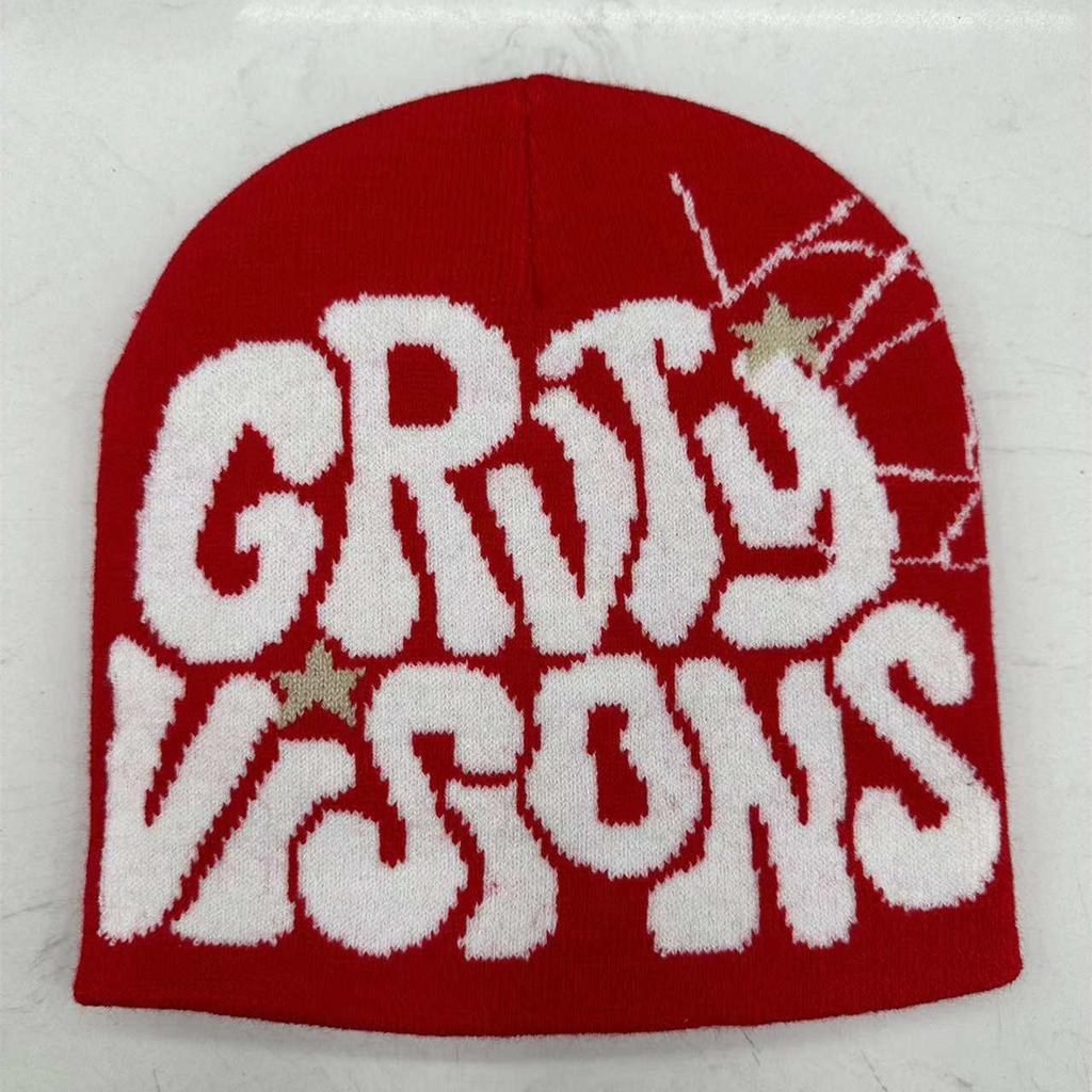 Autumn Winter Knitted Letter Beanie Hat, Warm Y2K Style Unisex Chenille Cap, Casual Streetwear Cuffed Knitted Hat