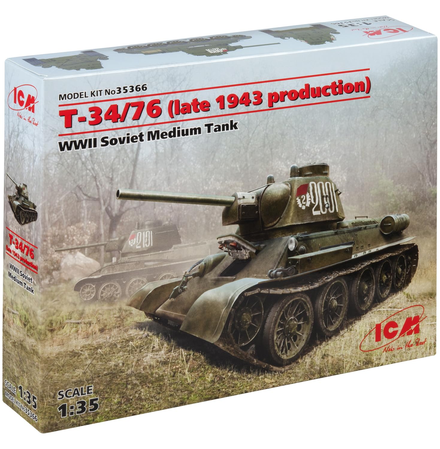

ICM Масштаб 1/35 Советский Т-34/76 1943 Поздняя Модель Пластиковая Модель