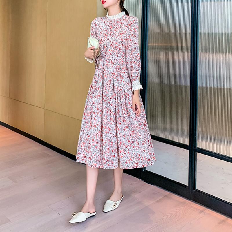 Pizzo francese Stand Collo Floreale Stampato Chiffon Abiti per Donna  Eleganti Abiti Lunghi Autunno Inverno Abito Manica Lunga Vestidos acquista  in modo economico — spedizione gratuita, recensioni reali con foto — Joom