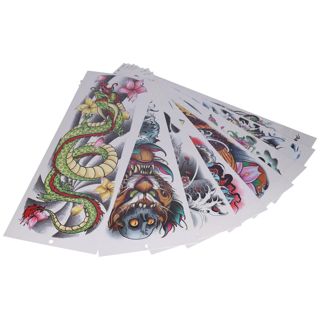 8 Sheets Full Sleeve Temporary Tattoos Watrproof Full Arm Fake Sleeve Tattoos Stickers Body Art for