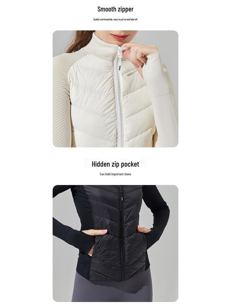 LULU Slim Fit Windproof Down Yoga Jacket - Warm, Thin, and Ideal for Outdoor Running & Sports.