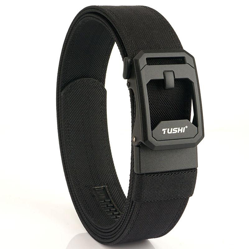 Nowy męski pasek dojazdowy z automatyczną klamrą nylonową, uniwersalny, dwuwarstwowy, gruby pasek do użytku na świeżym powietrzu