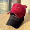 Cute cartoon kitten hard-brim baseball cap for women, sweet girl style, versatile, wide brim, makes the face look smaller, cartoon hat
