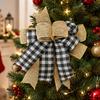 Layered Christmas Bowknot Set, 2-Pack Polyester Patterned Decorations with Concealed Back Tie for Wreaths, Gifts, and Mantels