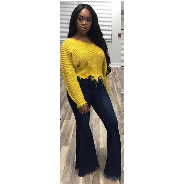 2025 Autumn/Winter Women’s Deep V-neck Cropped Tassel Knit Sweater