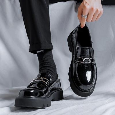 New Design Mens Loafers Luxury Fashion Patent Leather Shoes Black Stylish Slip-on Driving Shoe Party Nightclub Platform Footwear