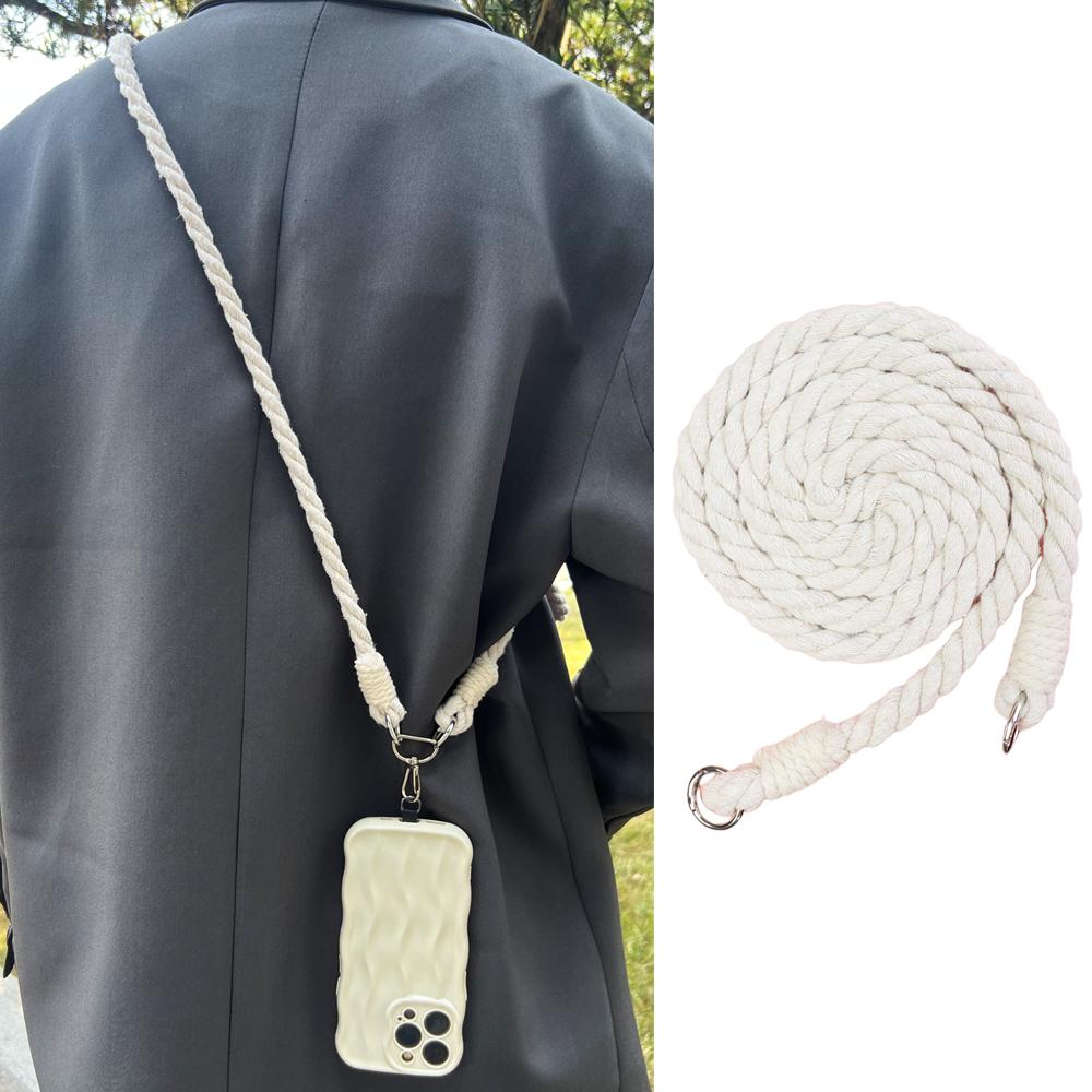 

Чисто ручной работы съемный регулируемый многоцветный толстый веревочный ремешок для мобильного телефона висящий на шее наклонный корпус бежевый