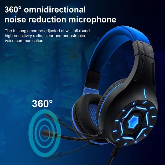 Wired Luminous Heavy Bass Headset Noise Reduction Gaming Headphone with Mic