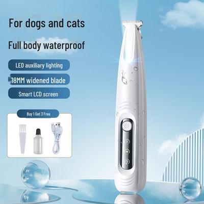 Upgraded Waterproof LED Pet Hair Clipper for Cats and Dogs – Wide Blade for Face, Ears, Eyes, and Soles