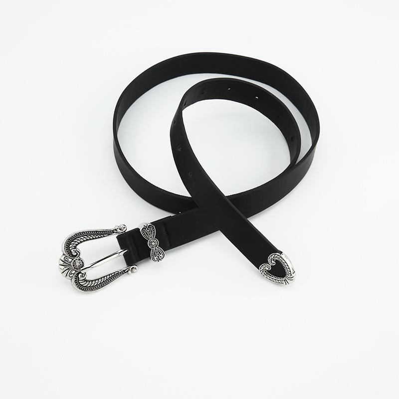

Retro Style Belt Womens Fashion Accessory With Crown Buckle Match With Any Outfit чорний