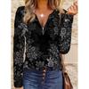 T-shirt da donna con stampa creativa, zip e maniche lunghe, traspirante, morbida e confortevole, adatta per l'abbigliamento casual tutto l'anno