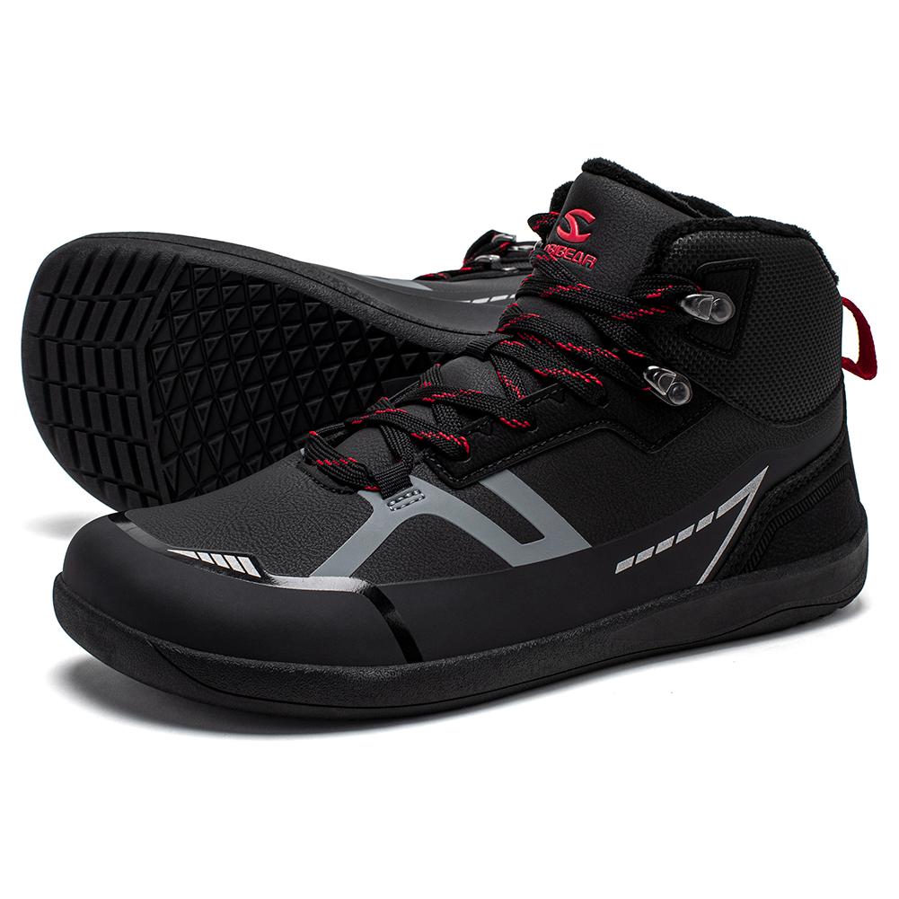 

HOBIBEAR Barefoot Faux Fur Lined Ankle Boots Unisex Wide Toe Box Mid-Top Sneakers Outdoor Non-Slip Running Shoes 37