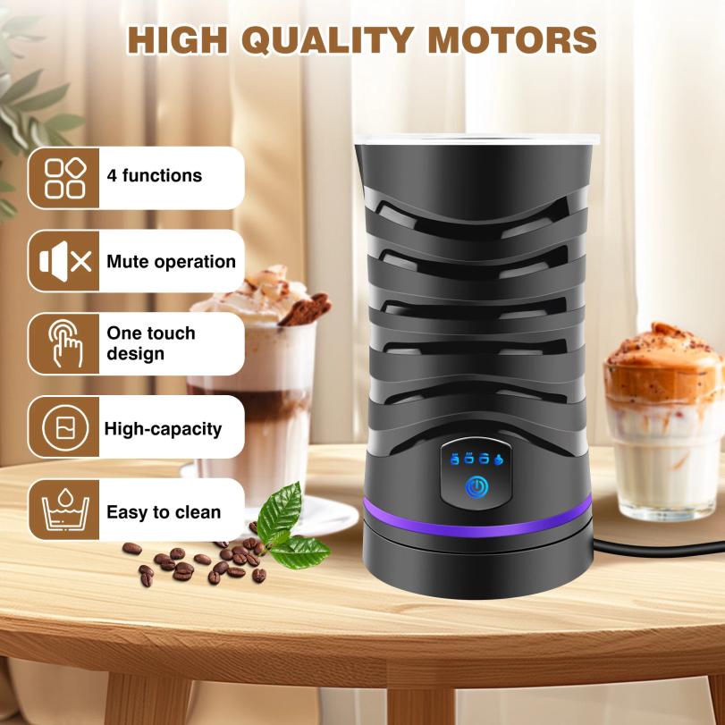 Electric Milk Frother and Steamer Hot Chocolate Machine 400W 4 in 1 Temperature Control 600ml Hot and Cold Milk Foam Maker for L