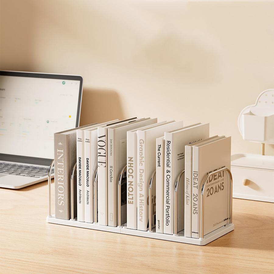 PP Material Desktop Bookshelf | Non-Slip Base Modern Minimalist Office Desk Organizer Shelf | Study Table Storage Rack