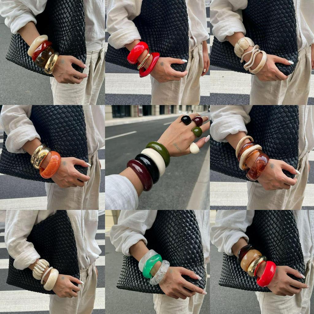 Stylish Acrylic Wide-Face Irregular Bracelet - High-End Design Niche Jewelry