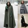 Cappotto Mantella Lungo da Donna in Misto Lana con Cappuccio Silhouette a Pipistrello Costume da Esterno per Cosplay di Halloween