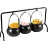 3 Pcs Witches Cauldron Serving Bowls On Rack Halloween Party Decorations Hanging Black Cauldron Bowls for Kitchen