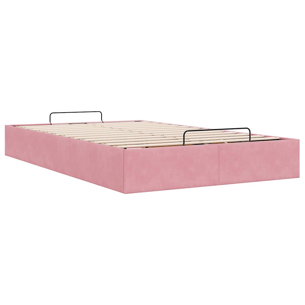 Ottoman Bed without Mattress Pink 120x200 cm Velvet
