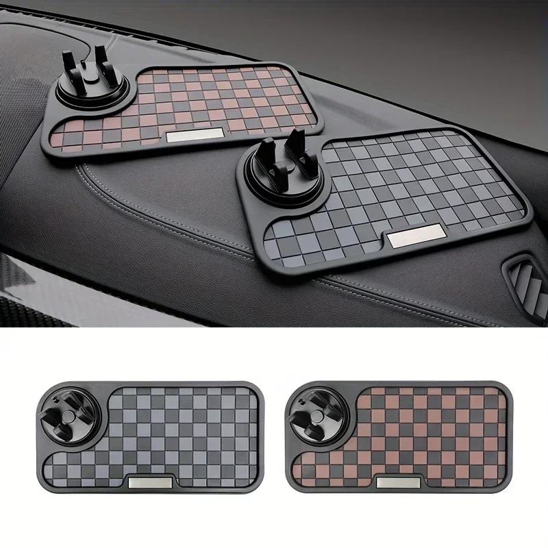Car Anti-skid Pad Dashboard Center Console Dashboard Anti Slip Mat with Phone Mount 360-Degree Rotation PVC Key Storage Mat