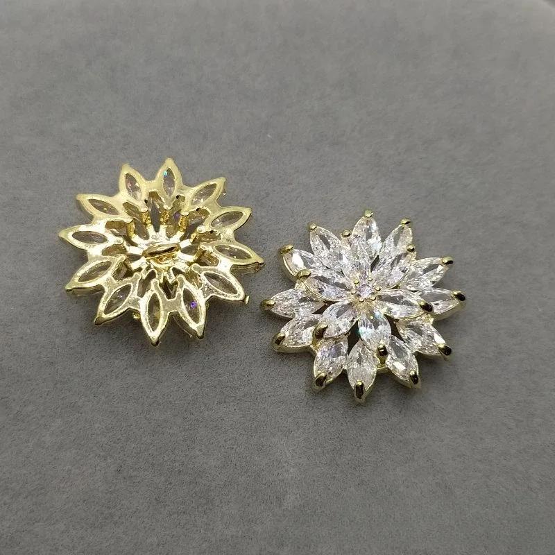 5pc Luxury Crystal Rhinestone Buttons Cubic Zirconia Button for Clothes Decorative CZ Sewing Buttons for Cashmere