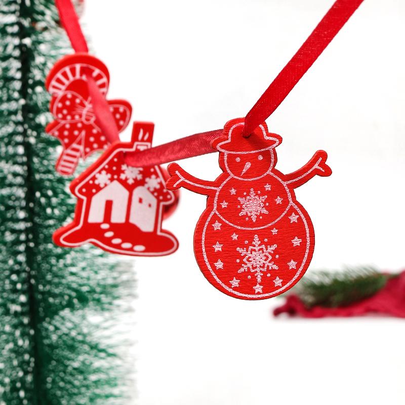 10Pcs Wooden Random Style Christmas Decorations Snowflake Bells Elk Christmas Tree Pendant for Home Decor Navidad 2026 Ornament