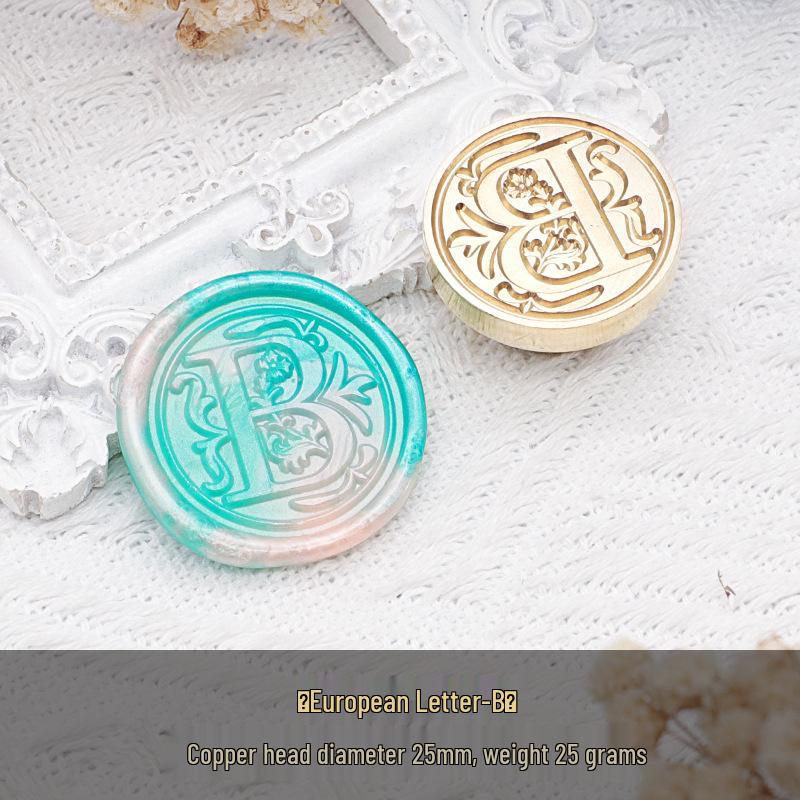 Wax Seal Stamp Head with 26 A-Z Letter Patterns - Retro Copper Design for Envelopes