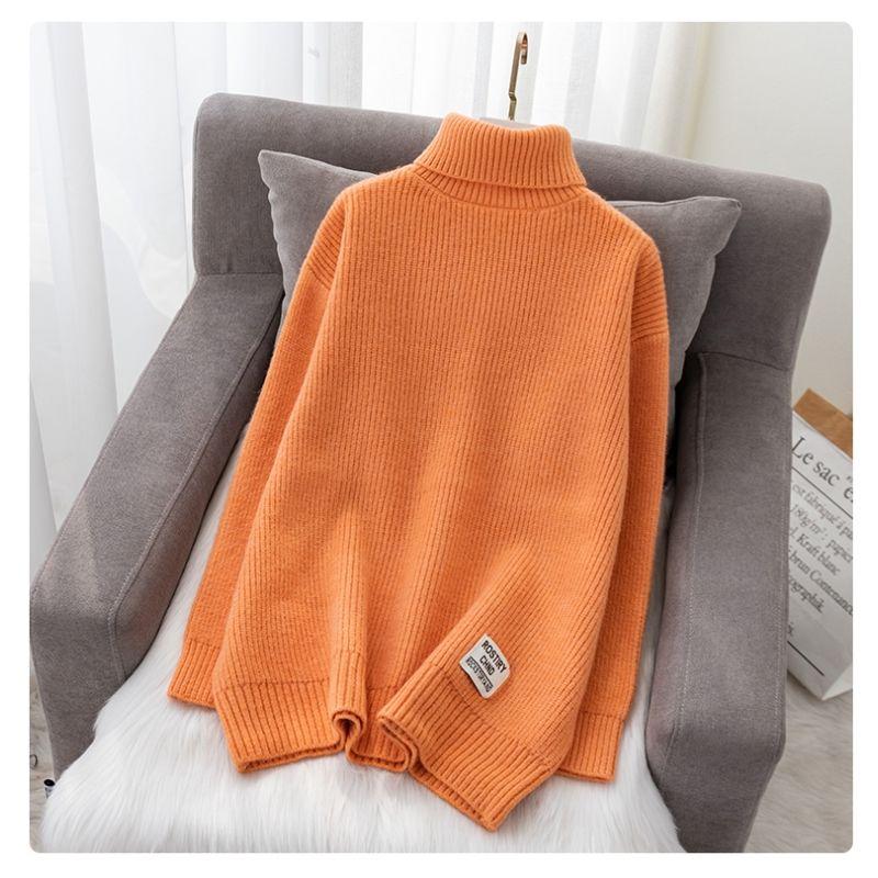 Líný a sladký svetr s vysokým výstřihem pro ženy Svetr podzim a zima 2023 Volné svrchní oblečení Pletený svetr Dámské topy