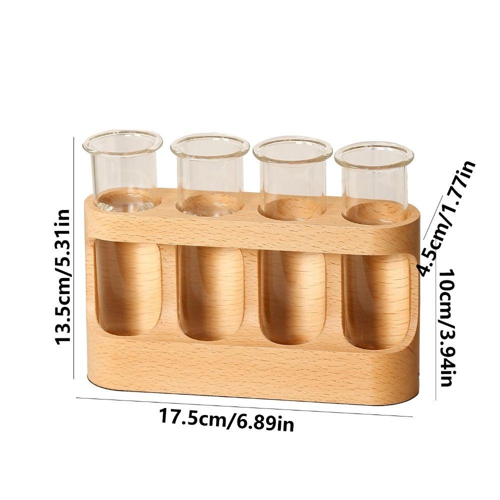With Wood Stand Plant Propagation Station 3 Color Light Adjustable Transparent Propagation Tube Flower Arrangement 4 Tube Vases
