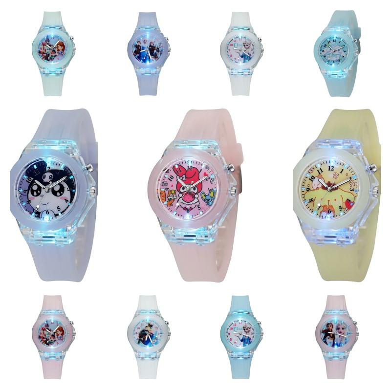 Popular Cartoon Led Silicone Kids Watch Girls' Night Light Glow Watch Wholesale