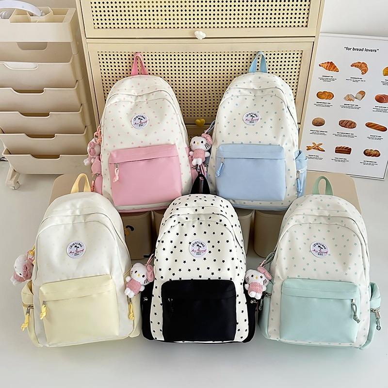 New Large Capacity Simple Backpack for Girls  Junior and Senior High School Students  Niche Design Solid Color High Value Backpack