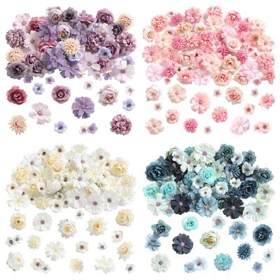 45Pcs Rose Artificial Flowers Heads 2.5-5cm Silk Fake Flowers for Home Room Decor Wedding Decoration Craft Wreath Accessories