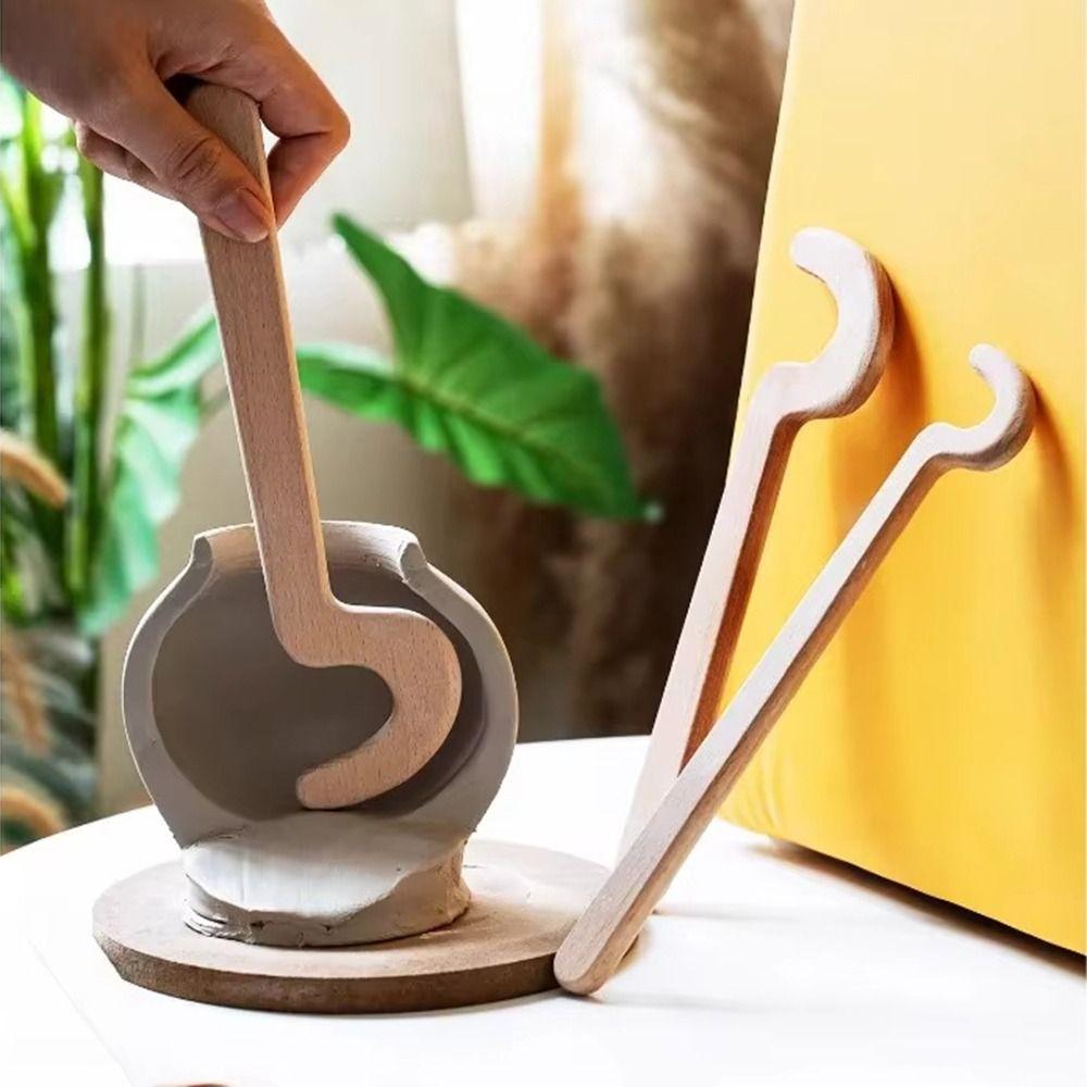 Rapid Forming Pottery Rim Shaping Tools Long Handle Wood Clay Trimming Tool For Potters