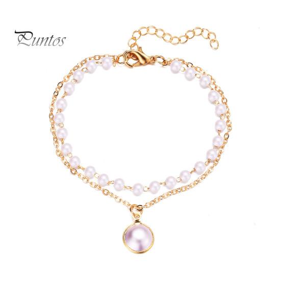 

Браслет из искусственного жемчуга ручной работы для женщин, регулируемый браслет из сплава, ожерелье из искусственного жемчуга, ретро-ювелирные изделия для подарков на день рождения C