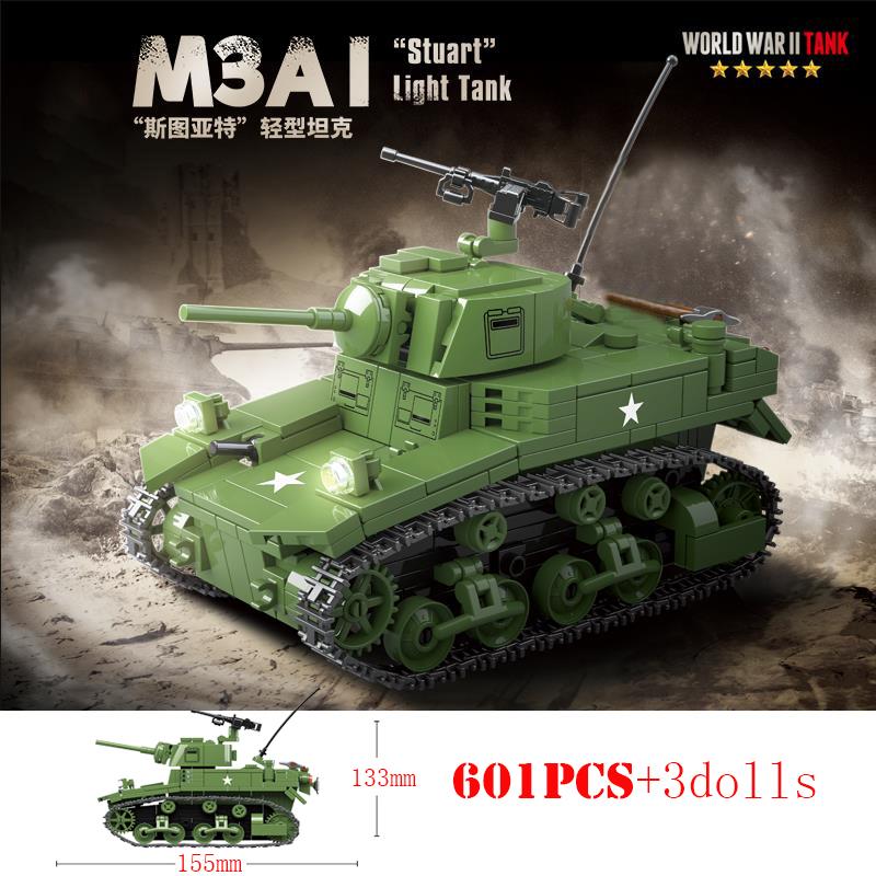 Military World War German PZ.KPFW I Tank Building Block WW2 Panther Sherman Tiger Tank Armored Vehicle Bricks Kids Children Toys