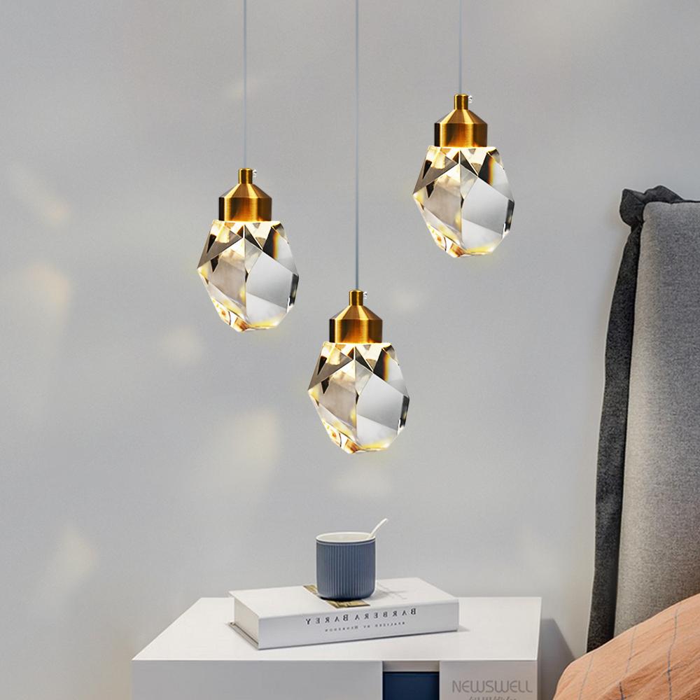 HD Luxury Pendant Lights For Dining Living Room Bedroom Bedside Kitchen Cafe Bar Indoor Decor LED Crystal Hanging Ceiling Lamps