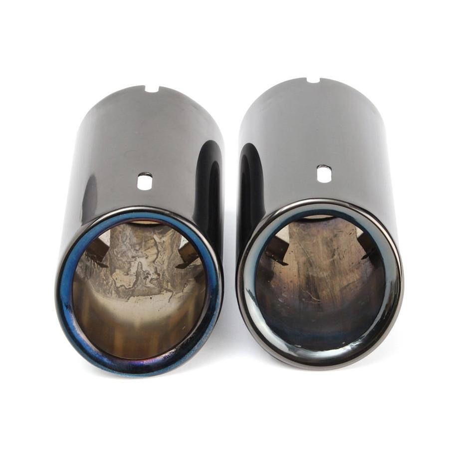 2pcs Car Tail Exhaust Silver Tip Pipes For BMW E90 E92 325 328i 3 Series 2006-10