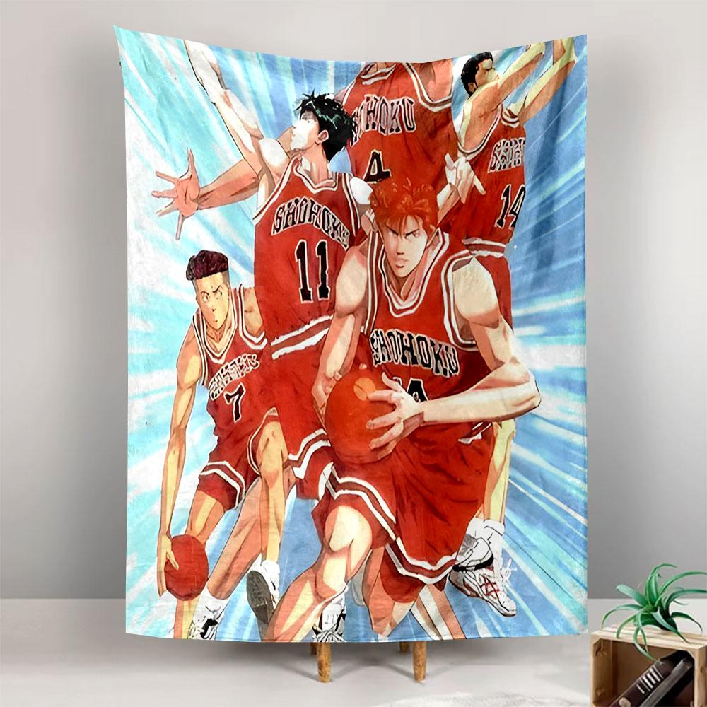 Slam Dunk Shohoku Basketball Team Sakura Rukue Red Jersey Blue Speed Lines Anime Wall Tapestry Manga Sports Decor for Boys Bedroom Gift
